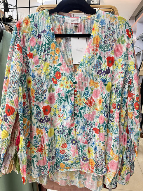 Sprint Floral Print Pleated Shirts